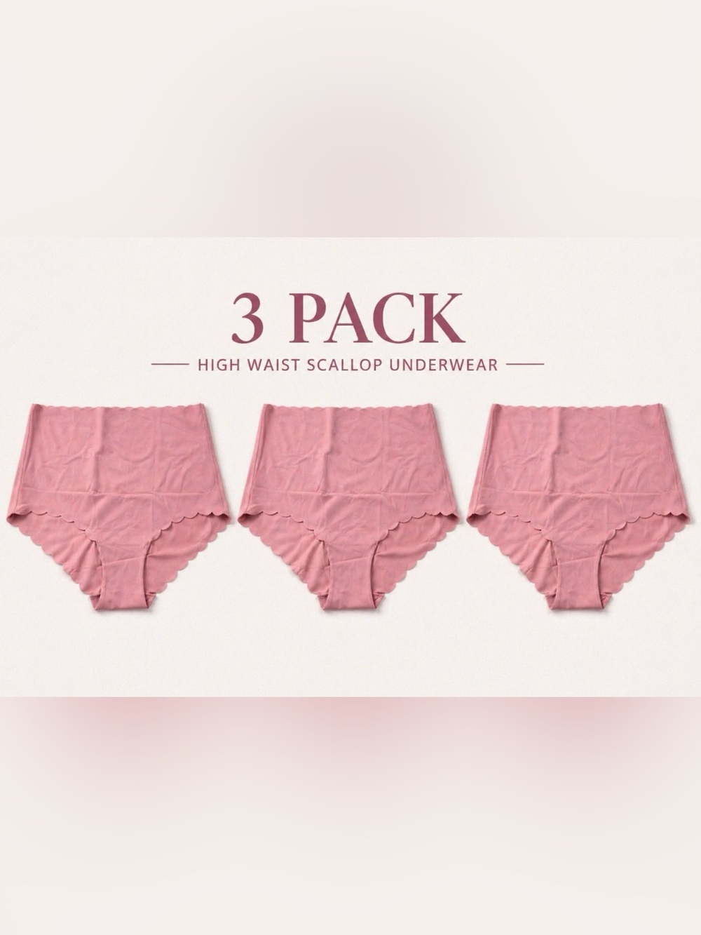 🌸 (3-Pack) No-Show Panties XS Seamless Stretch Scalloped Edge Pink Old Navy